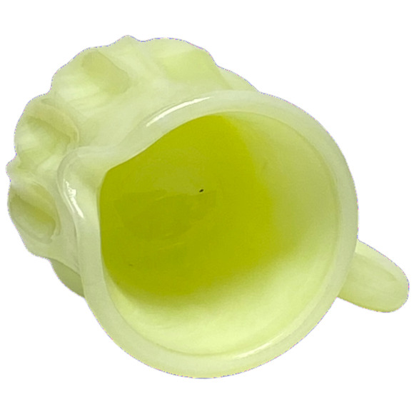Mini Cream Vaseline Boyd Glass Pitcher Toothpick Holder 2000 Lemon Splash GLOWS - Picture 11 of 15